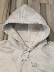 M Men’s White Camo Hoodie Synthetic Poly/Cotton 21×25 NOS