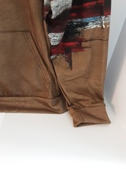 Zocavia Men’s 2XL USA Hoodie 100% Polyester Brown With Red, White, Blue
