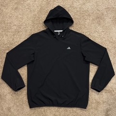 Adidas Pullover Lightweight 1/4 Zip Wind Hoodie Mens Medium Black ADVR0988 NEW