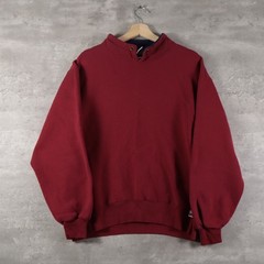 Vintage Russell Athletic Sweatshirt Boxy Burgundy Mock Neck Mens L Made in USA