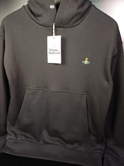 VIVIENNE WESTWOOD ORB-EMBROIDERED RIB-TRIMMED HOODIE-BLACK.