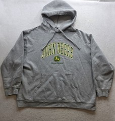 John Deere Men’s Gray Logo Pullover Pouch Pocket Heavyweight Hoodie. Size XXL