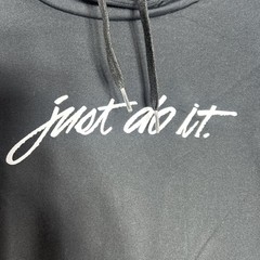 Nike Hoodie Mens Small Black White Script “Just Do It”Swoosh Pullover Sweatshirt