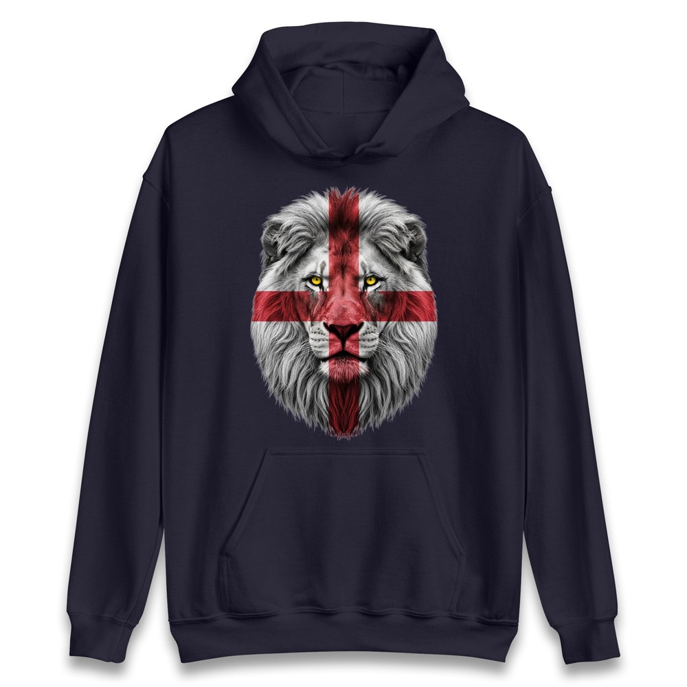 Saint George Lion Hoodie, St Georges Day Hoodie, England Flag Hoodie