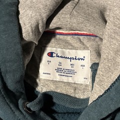Champion Men’s Script Logo Pullover Hoodie Blue Teal Sweatshirt S Streetwear