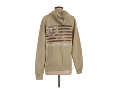 True Timber American Flag Hoodie Men Small Sandstorm Beige Drawstring Pullover