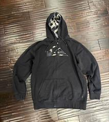 Quiksilver Men’s Black Full Zip Hooded Hoodie Logo Graphic XXL Big & Tall