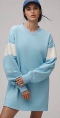 Free People Long Sleeve V Neck Fleece Mini Dress Graphic Baltic Sea S NEW