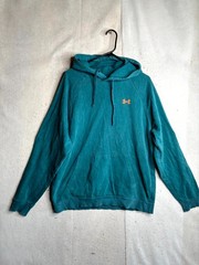 Under Armour Hoodie Mens Large Blue Fleece Lined Pockets Ribbed Hem Drawstring