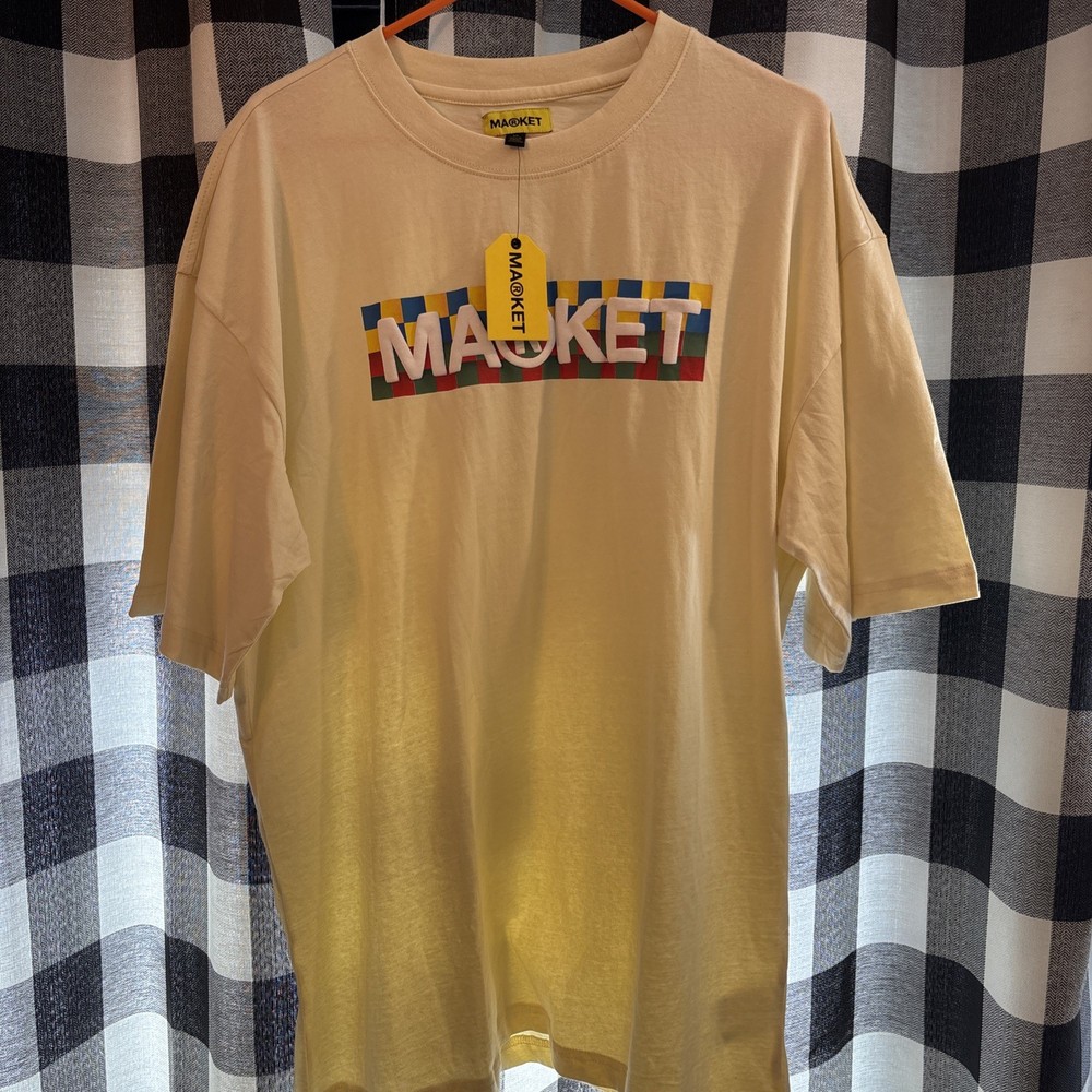 NWT Market Cream, Multi color Logo tee shirt, Size XL