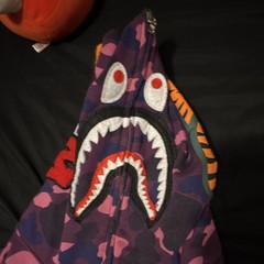 A Bathing Ape BAPE Purple/Pink/Blue Camo Shark Full Zip Hoodie Men’s XXL