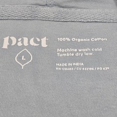 Pact Organic Cotton Full Zip Hoodie Unisex Large Light Blue Sustainable 4711