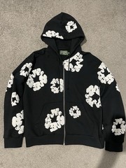AUTHENTIC Denim Tears Full Zip Hooded Hoodie Black/White Floral Print Size M