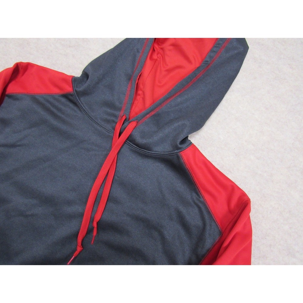 Badger Sport Mens Performance Hoodie Charcoal Red Colorblock Sweatshirt Medium