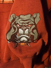 Vintage JNCO Jeans Sweatshirt Hoodie Bulldog Logo Size Youth Large Red 90’s