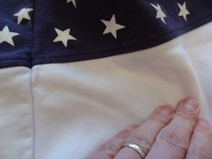 Vintage Antigua United States Flag US All Over Sweatshirt Men’s Large Flaws