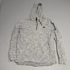 Adidas Essentials Pique Drawstring Hoodie Heather Grey BS3232 Men’s Large