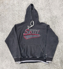 Vintage 00s Triple Five Soul 555 Hoodie Sweatshirt Faded Grey Red Y2K Size L