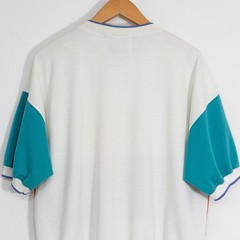 Vintage 80s Henley Short Sleeve Sweatshirt Mens XL Color Block Distressed Retro