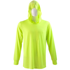 Men’s T Shirt Long Sleeve Hooded Light Weight Fishing Gym Workout Safety Hoodie