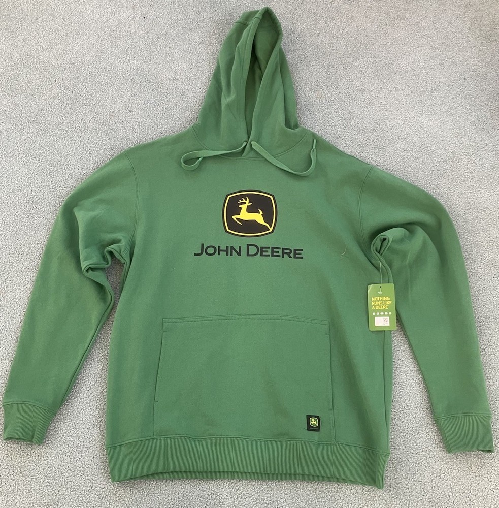 NWT Men’s John Deere Core Graphic Logo Green Hoodie Size L