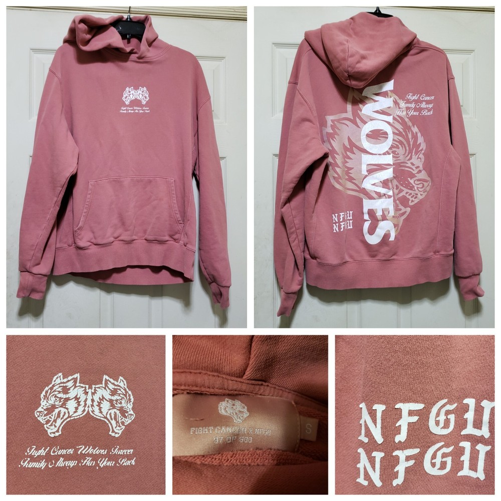 Darc Sport Wolves Hoodie Men Small Pink Fight for Cancer NFGU Gym Fitness Limit