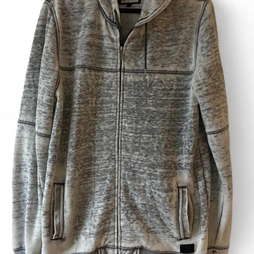 Quiksilver White & Gray Men’s Medium Zip Up Hoodi
