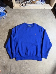 Vintage 90s Polo Ralph Lauren Sweatshirt Mens Size Large Blue W/ Orange Horse
