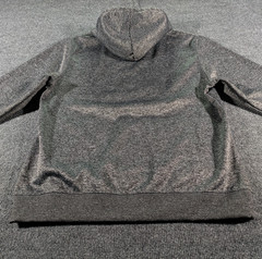 USA Embroidered Flag Logo Drawstring Pullover Hoodie Mens Medium Patriotic Gray