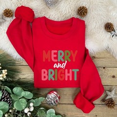 Merry and Bright Family Christmas Jumper | Xmas Sweatshirt | Cute Xmas Jumper