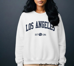 Letter Graphic Round Neck Long Sleeve Sweatshirts Los Angeles EST-1781
