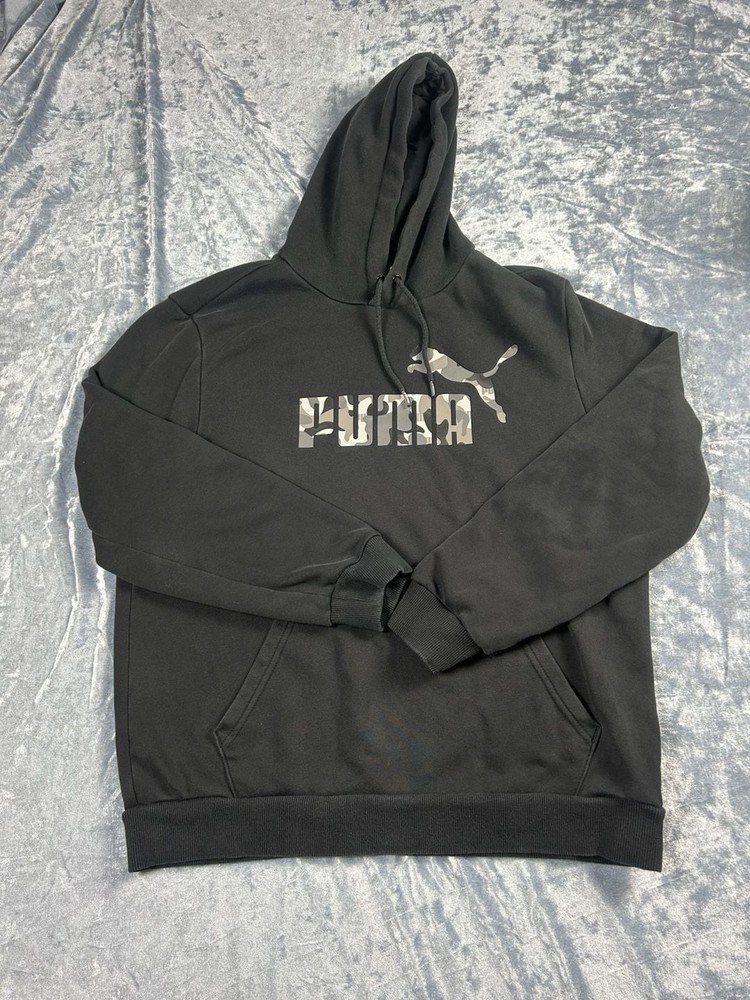 Puma Men’s ESS Camo Graphic Pullover Black Hoodie