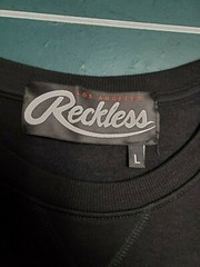 New Young and Reckless Y&R Men Fleece Crew Sweatshirt Black Short Sleeve