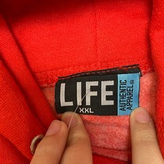 Life Authentic Apparel Hoodie Mens 2XL Red Cotton Fleece Lined Drawstring Cozy