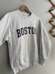 Champion Reverse Weave Boston Pullover Sweatshirt Adult Sz S Heather Light Gray