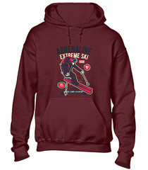 ADRENALINE EXTREME SKI HOODY HOODIE SKIING DESIGN COOL HOLIDAY CLOTHING GIFT TOP