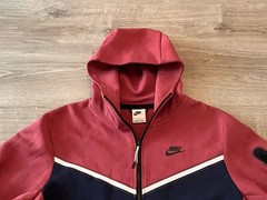 Nike Tech Fleece Full-Zip Hoodie White/Red/Navy Blue Men’s Size Medium