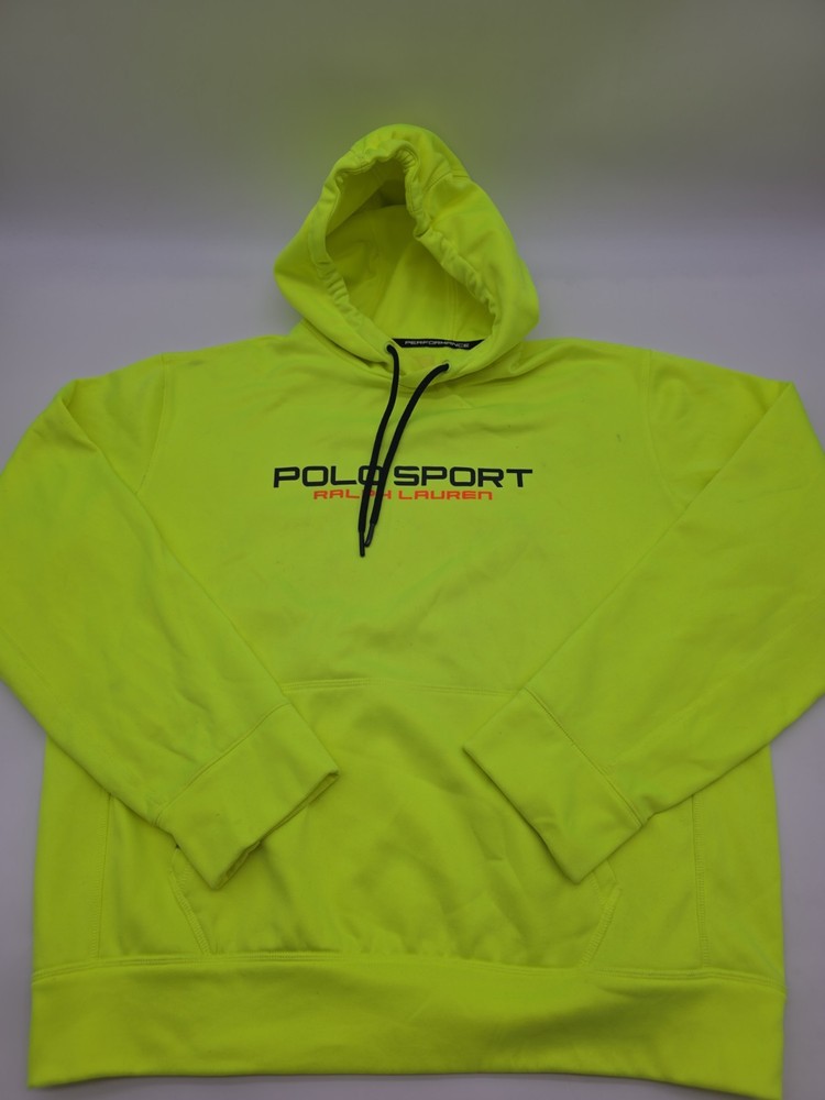 Polo Sport Ralph Lauren Hoodie Mens Large Pullover Performance Neon Green.#47108
