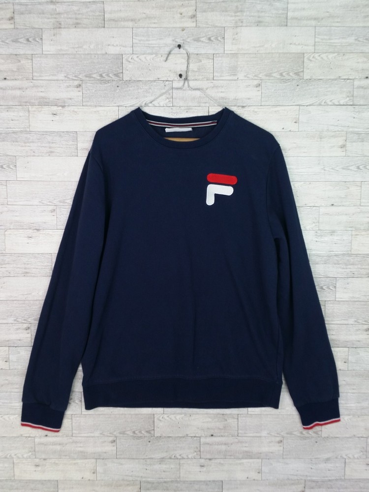 Vintage Men’s Fila Navy Blue Red White Cotton Sweatshirt Sweater Top Size Medium