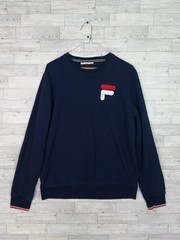 Vintage Men’s Fila Navy Blue Red White Cotton Sweatshirt Sweater Top Size Medium