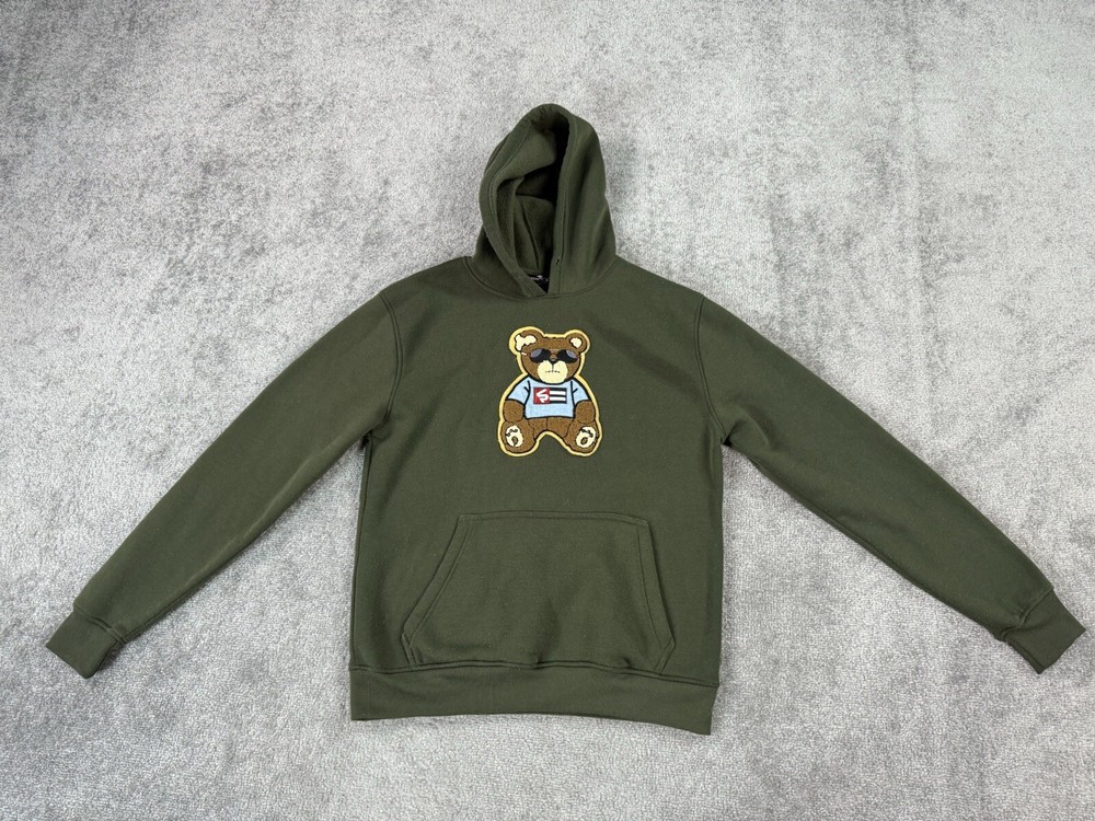Southpole Hoodie Mens Large Green Teddy Bear Hip Hop Street Designer Logo Y2k