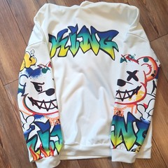 SHEIN Graphic Bear Print Pullover Hoodie White Multicolor Teens Size 13-14Y