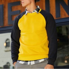 Pullover Sweatshirt Long Sleeve Color Block Raglan Sleeve Yellow Black