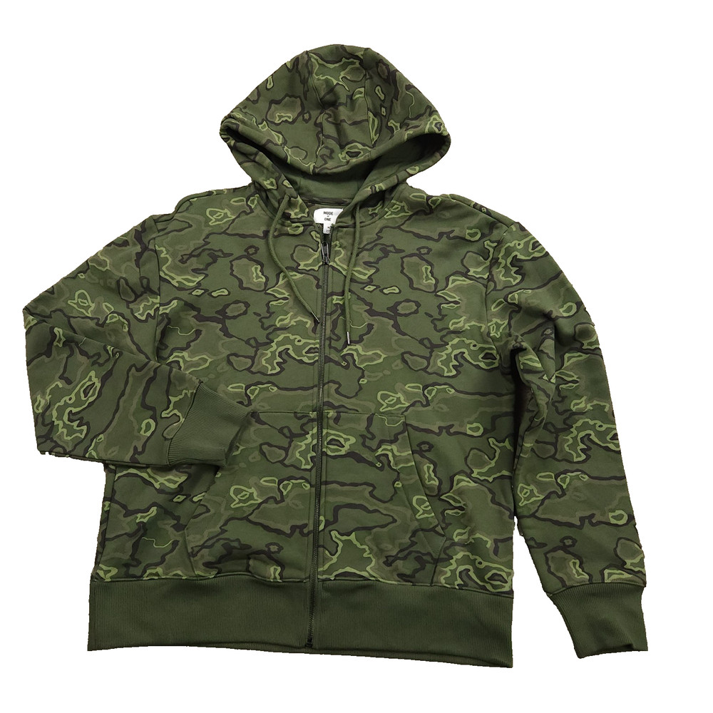 Mode of One Men’s Camo Hoodie in Bleeker Camo Size Medium Full Zip Fleece