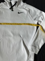 Nike Sweatshirt Mens Small White Dri FIT Pullover Hoodie Swoosh Logo Workout