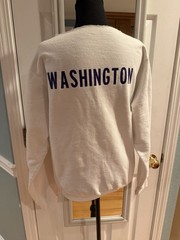 Teens M White Crew Neck Pullover Sweatshirt Long Sleeve Washington Graphic Print