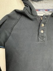 555 Soul Hoodie Large Black Henley Button Pullover Y2K Streetwear Mens