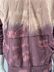 Key Closet Burgundy Full Zip Y2K Tie Dye Distressed Graphic Hoodie LG Dead Stock