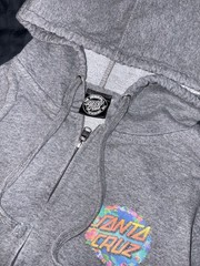 Santa Cruz Gray Teens S Full Zip Hooded Hoodie Graphic Print Pockets
