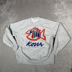 VTG SGT Leisure Sweatshirt Adult Medium Gray Kona Fish Crew Neck Pullover